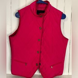 Talbots Petite M/M magenta quilted vest jacket like new